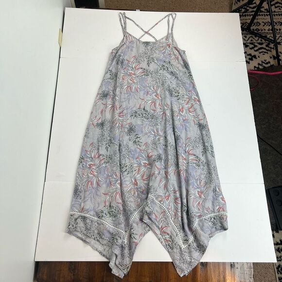 Cynthia Rowley Women's Purple Floral Linen Blend Handkerchief Hem Midi Dress S - Picture 8 of 16